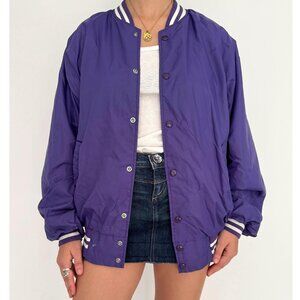 90s vintage purple Colorado unisex light nylon bomber button up baseball jacket